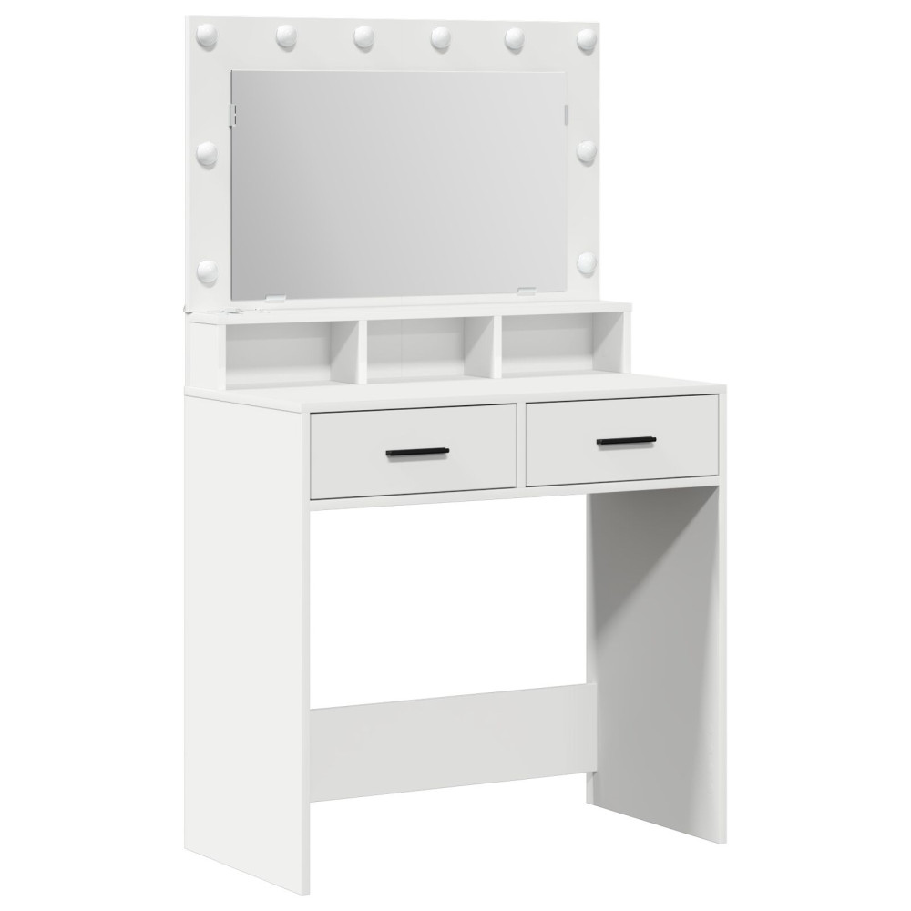 Produktbild för Smyckebord med låda Vit 79 x 41 x 135 cm Konstruerat trä