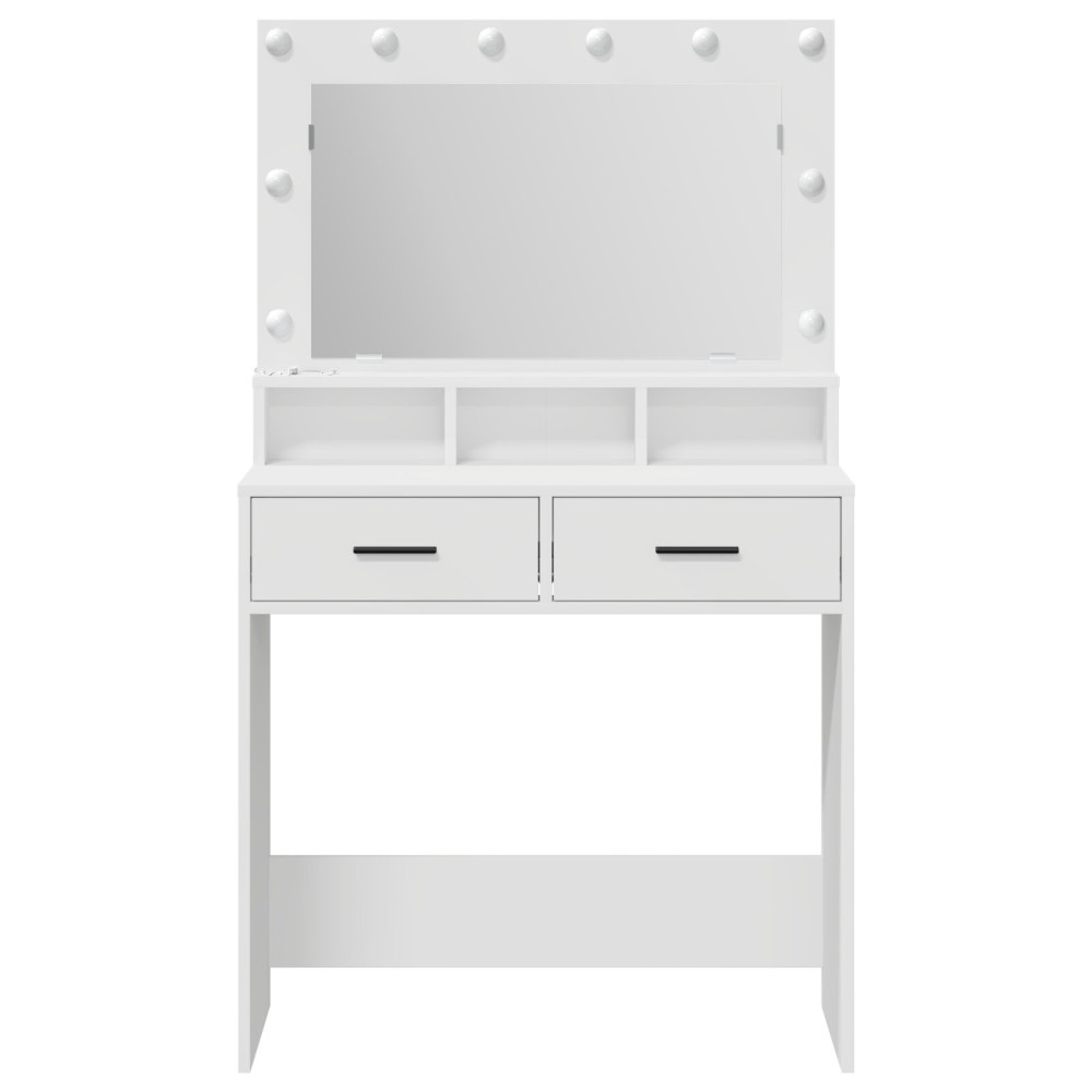 Produktbild för Smyckebord med låda Vit 79 x 41 x 135 cm Konstruerat trä