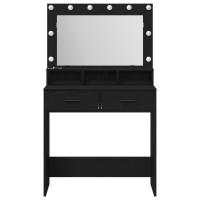 Produktbild för Smyckebord med låda Svart Ek 79 x 41 x 135 cm Konstruerat trä
