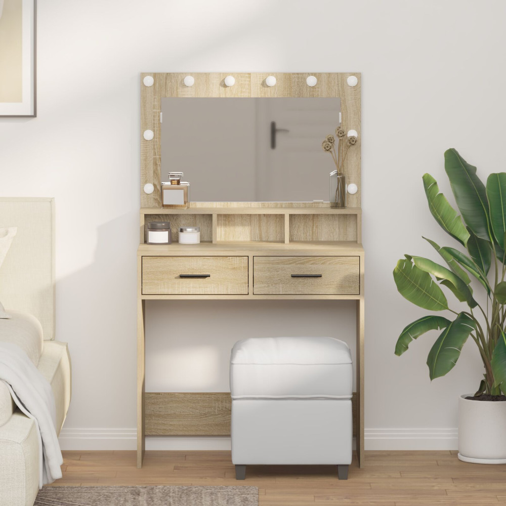 Produktbild för Smyckebord med låda Sonoma-ek 79 x 41 x 135 cm Konstruerat trä