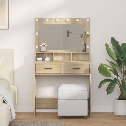 vidaXL Smyckebord med låda Sonoma-ek 79 x 41 x 135 cm Konstruerat trä