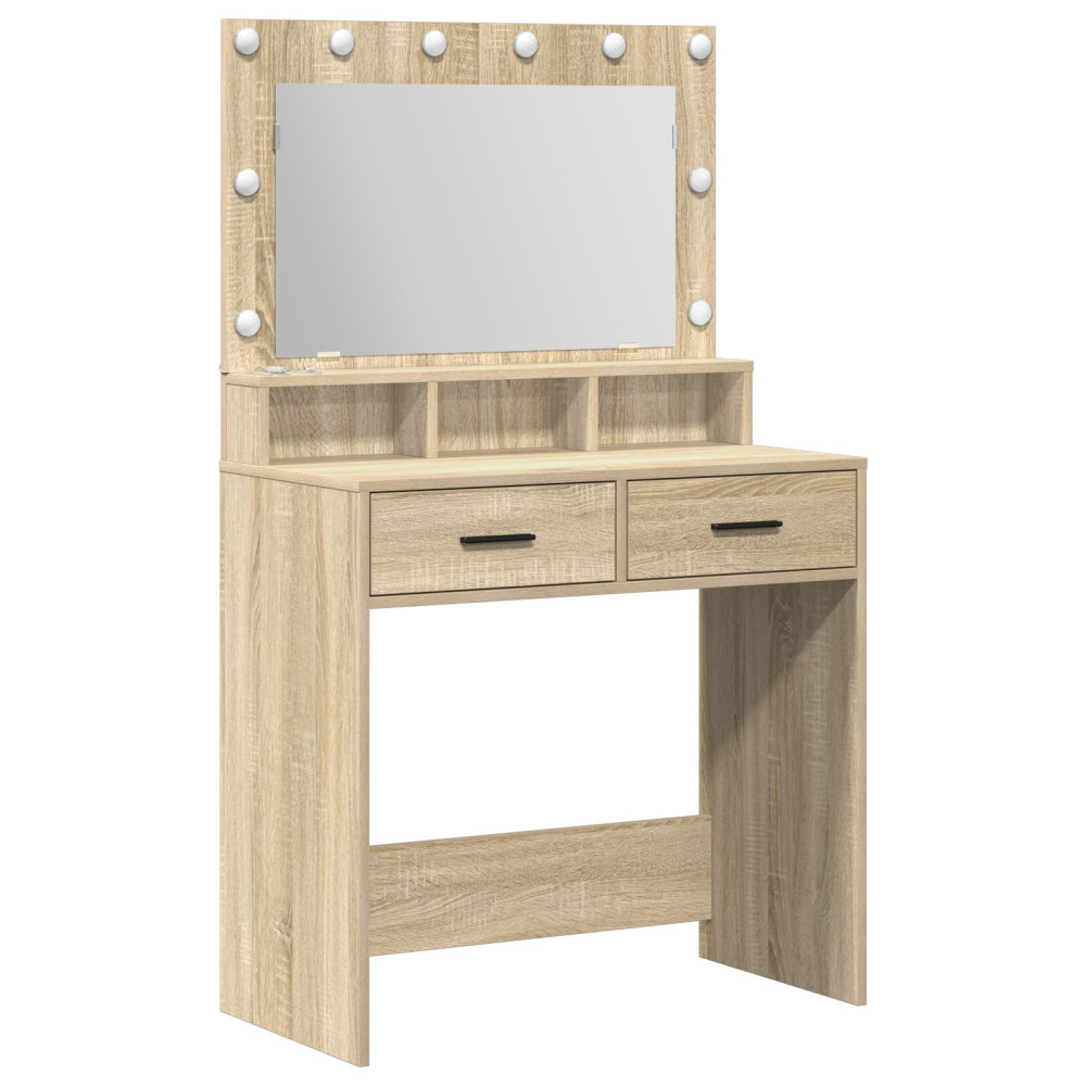 Produktbild för Smyckebord med låda Sonoma-ek 79 x 41 x 135 cm Konstruerat trä