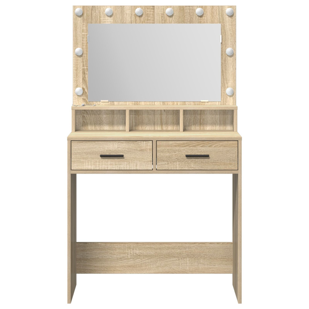 Produktbild för Smyckebord med låda Sonoma-ek 79 x 41 x 135 cm Konstruerat trä