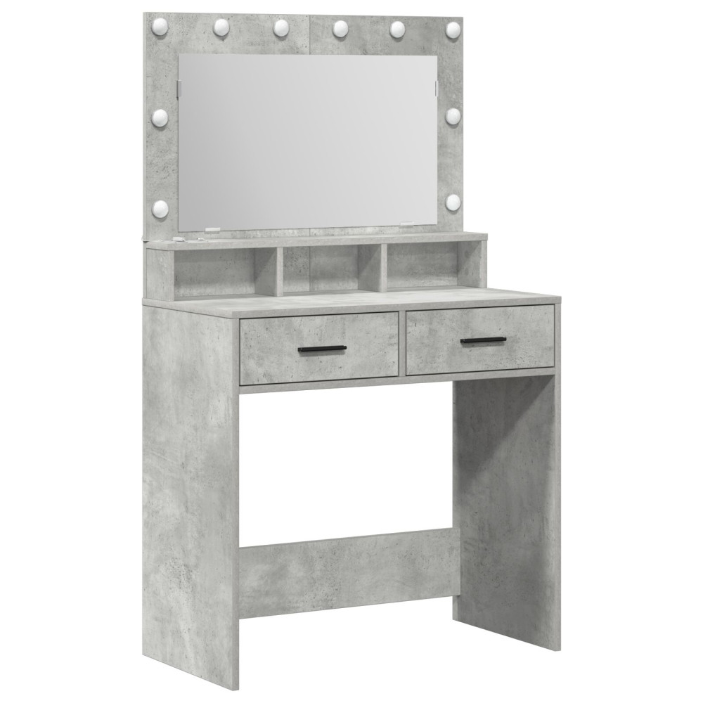 Produktbild för Smyckebord med låda Betonggrå 79 x 41 x 135 cm Konstruerat trä