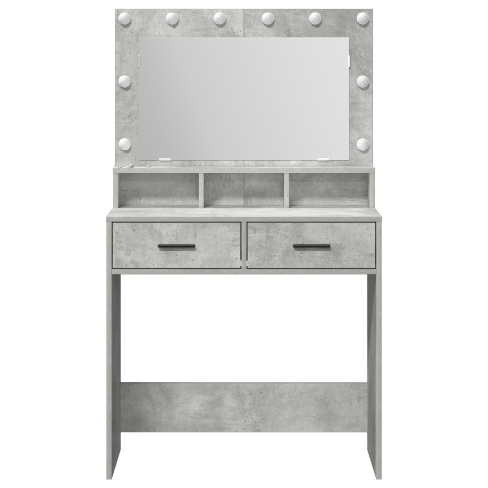 Produktbild för Smyckebord med låda Betonggrå 79 x 41 x 135 cm Konstruerat trä