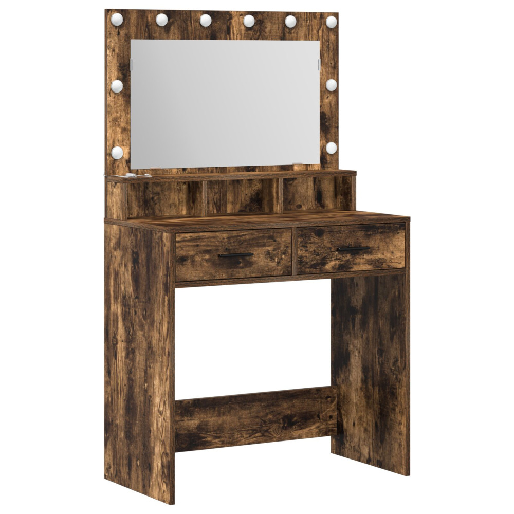 Produktbild för Smyckebord med låda Rökt ek 79 x 41 x 135 cm Konstruerat trä
