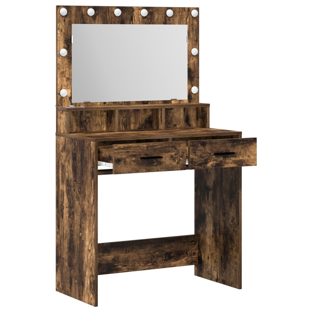 Produktbild för Smyckebord med låda Rökt ek 79 x 41 x 135 cm Konstruerat trä