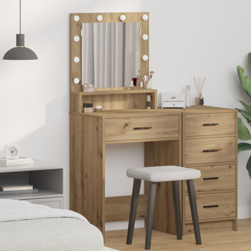 vidaXL Smyckebord med låda Artisan Ek 79 x 41 x 135 cm Konstruerat trä