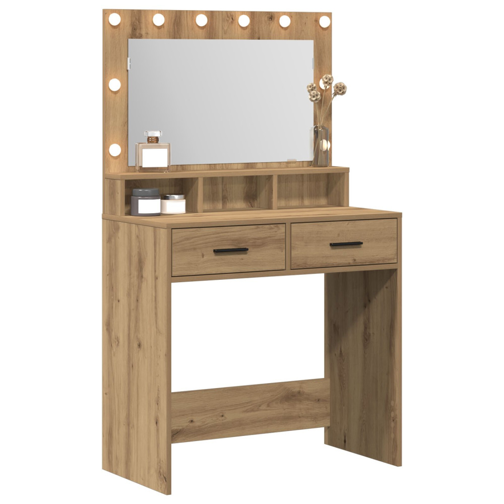 Produktbild för Smyckebord med låda Artisan Ek 79 x 41 x 135 cm Konstruerat trä