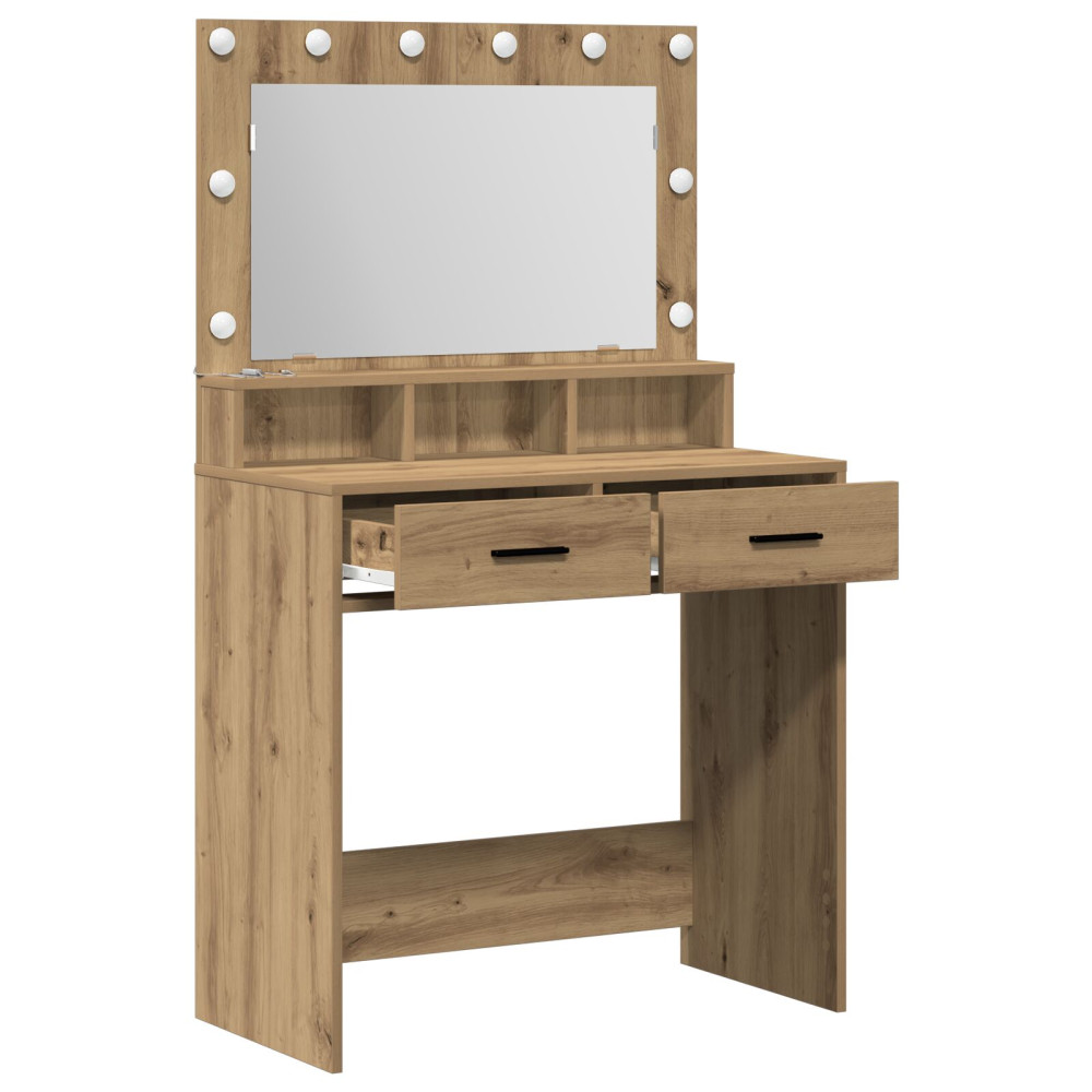 Produktbild för Smyckebord med låda Artisan Ek 79 x 41 x 135 cm Konstruerat trä