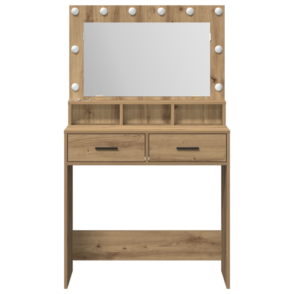 Produktbild för Smyckebord med låda Artisan Ek 79 x 41 x 135 cm Konstruerat trä