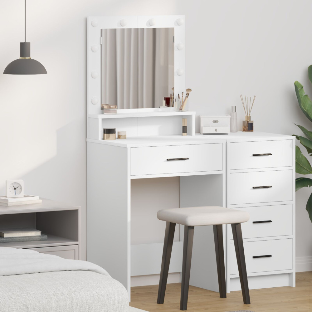 Produktbild för Smyckebord med låda Vit 50 x 41 x 135 cm Konstruerat trä
