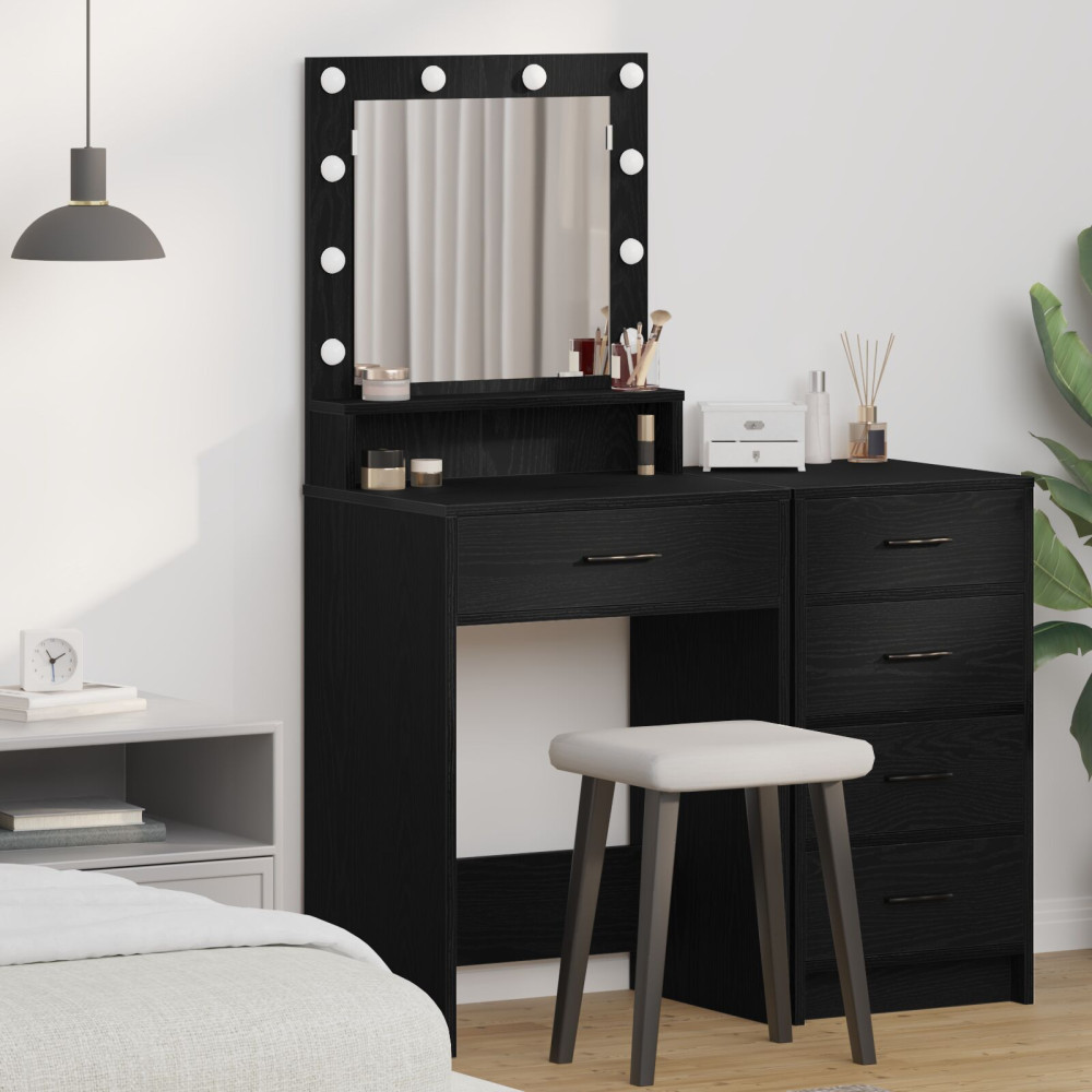 Produktbild för Smyckebord med låda Svart Ek 50 x 41 x 135 cm Konstruerat trä