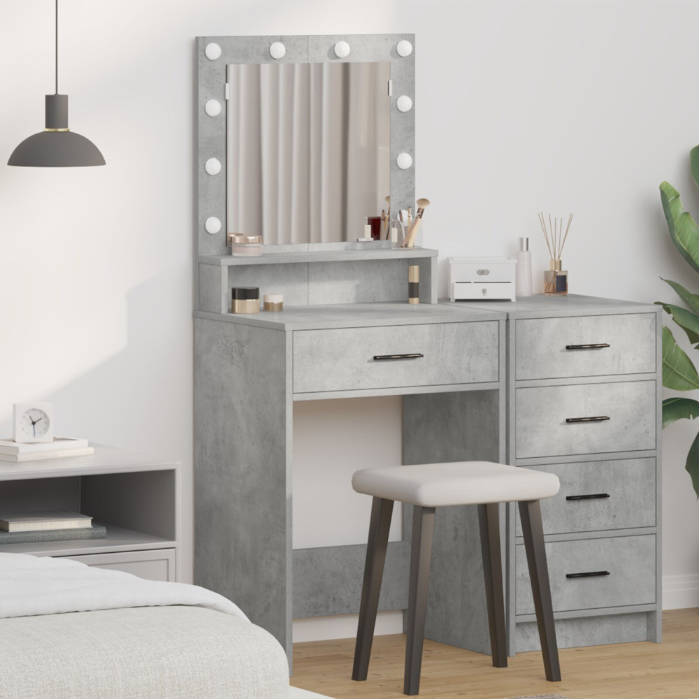 Produktbild för Smyckebord med låda Betonggrå 50 x 41 x 135 cm Konstruerat trä