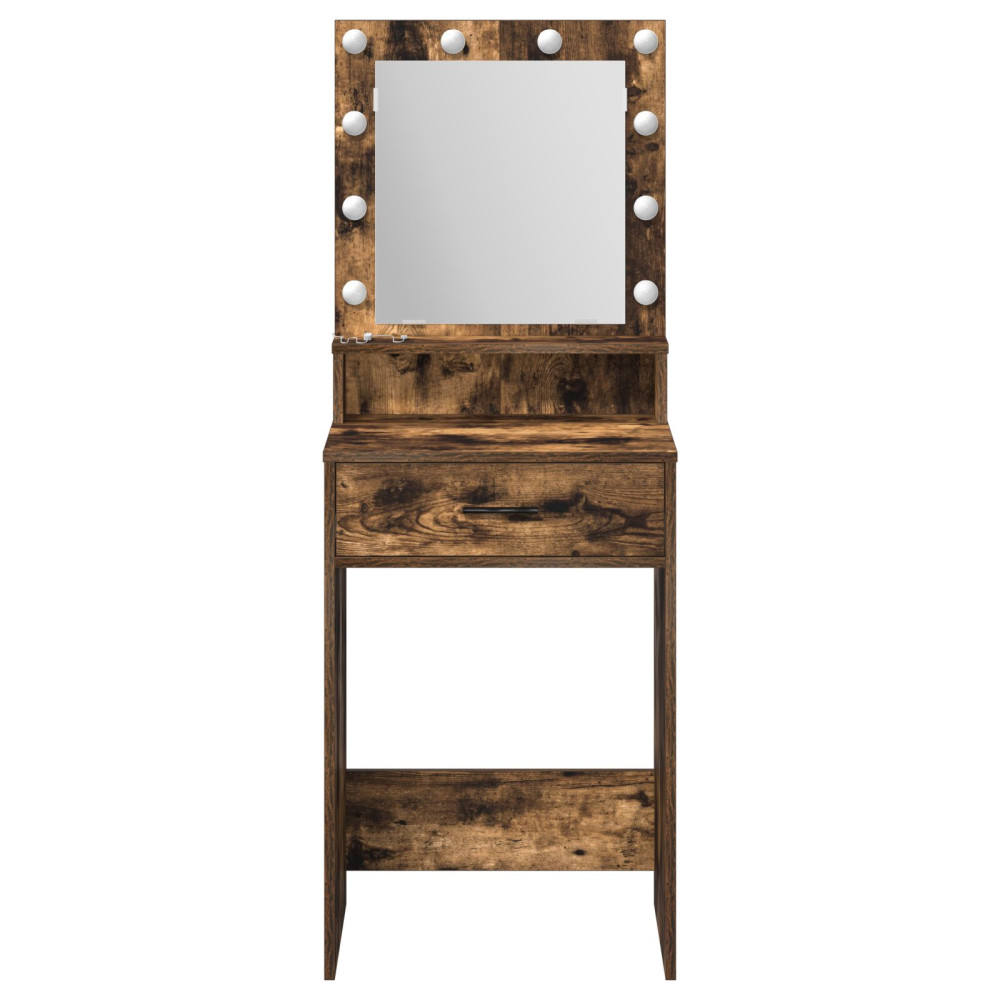 Produktbild för Smyckebord med låda Rökt ek 50 x 41 x 135 cm Konstruerat trä