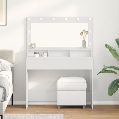 vidaXL Smyckebord med hylla Vit 100 x 41 x 135 cm Konstruerat trä