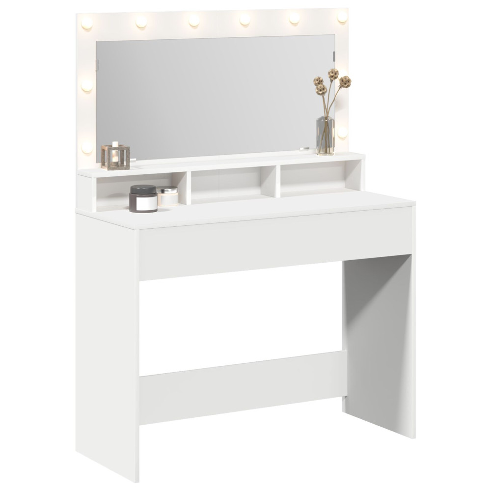 Produktbild för Smyckebord med hylla Vit 100 x 41 x 135 cm Konstruerat trä