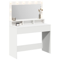 Produktbild för Smyckebord med hylla Vit 100 x 41 x 135 cm Konstruerat trä