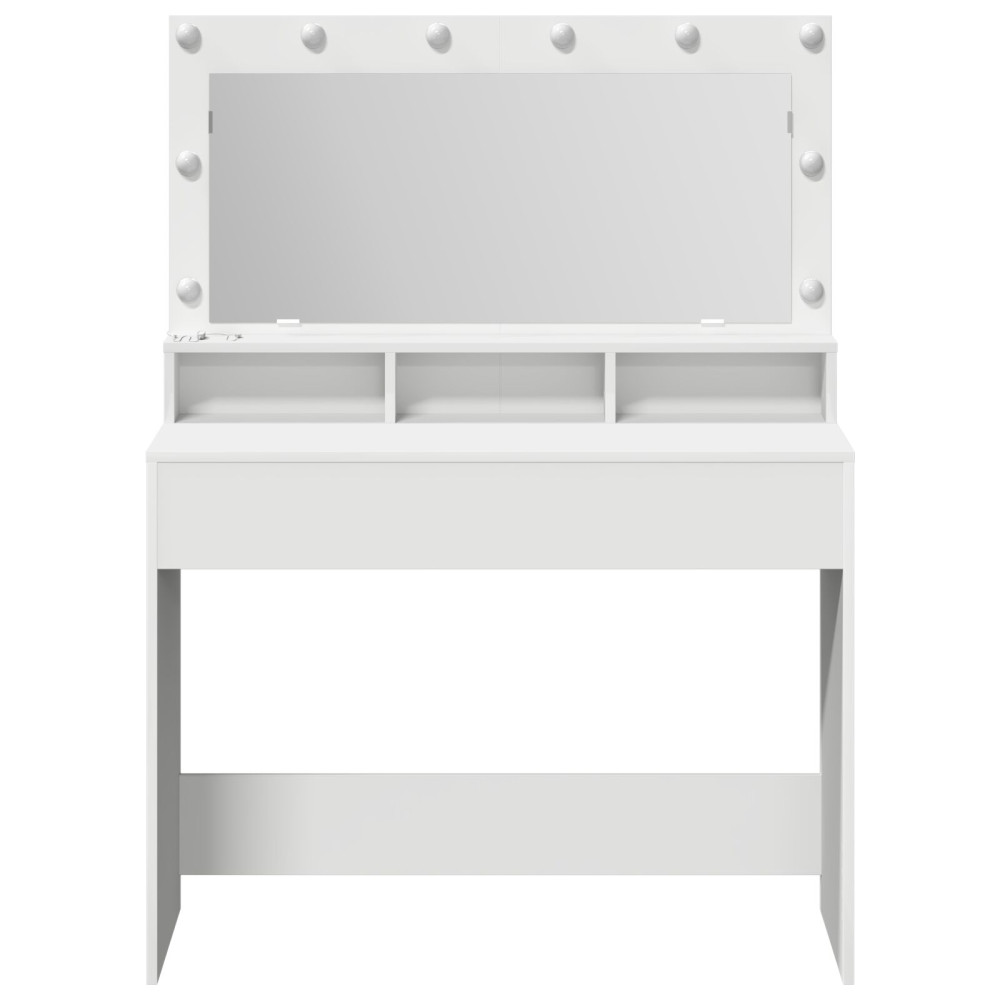 Produktbild för Smyckebord med hylla Vit 100 x 41 x 135 cm Konstruerat trä
