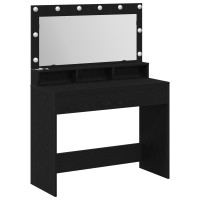 Produktbild för Smyckebord med hylla Svart Ek 100 x 41 x 135 cm Konstruerat trä