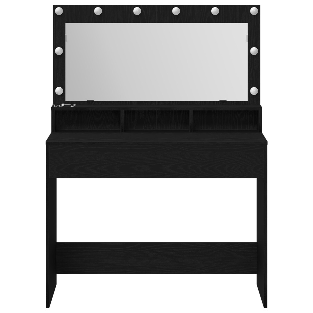 Produktbild för Smyckebord med hylla Svart Ek 100 x 41 x 135 cm Konstruerat trä