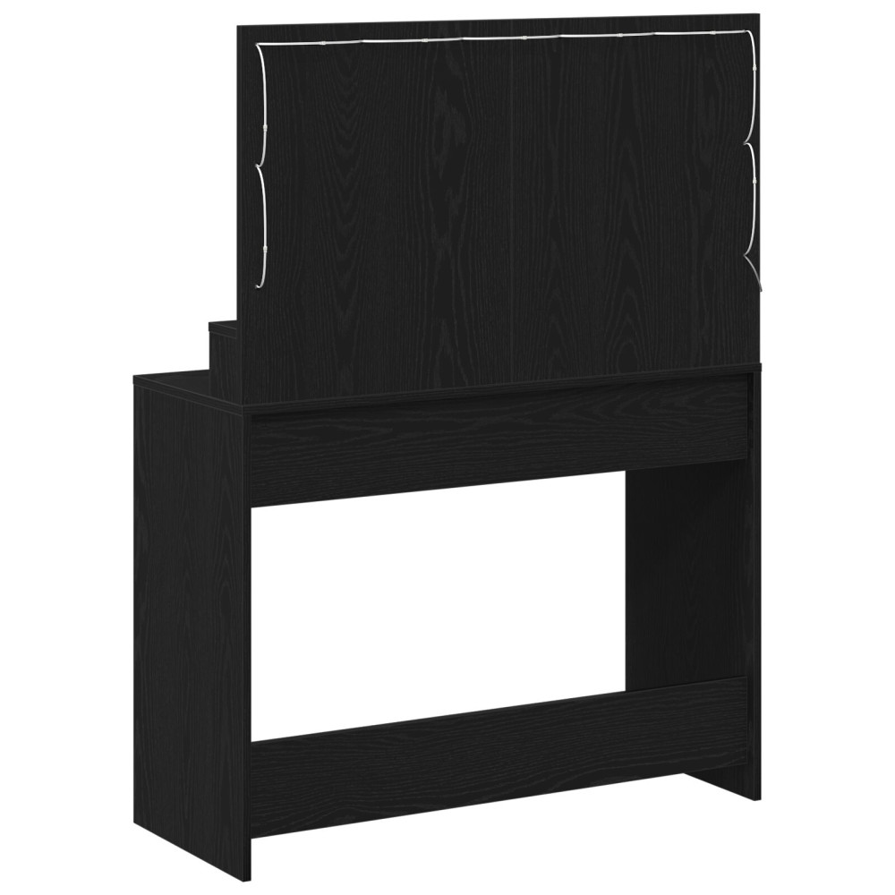 Produktbild för Smyckebord med hylla Svart Ek 100 x 41 x 135 cm Konstruerat trä