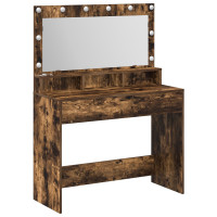 Produktbild för Smyckebord med hylla Rökt ek 100 x 41 x 135 cm Konstruerat trä