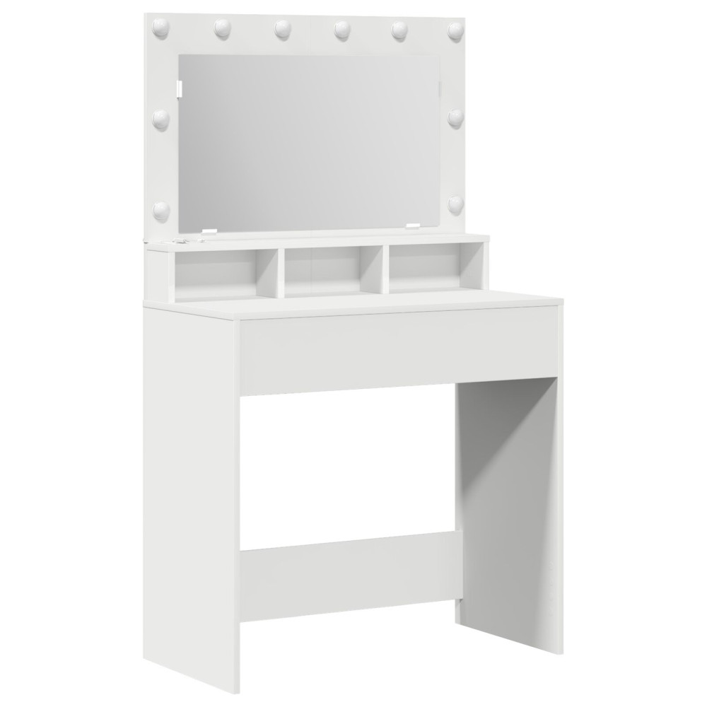 Produktbild för Smyckebord med hylla Vit 78,5 x 41 x 135 cm Konstruerat trä