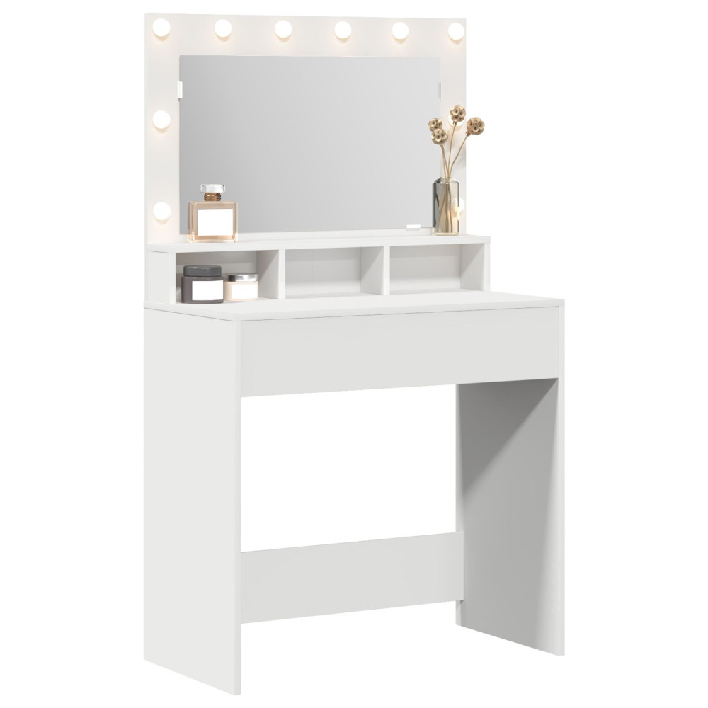 Produktbild för Smyckebord med hylla Vit 78,5 x 41 x 135 cm Konstruerat trä
