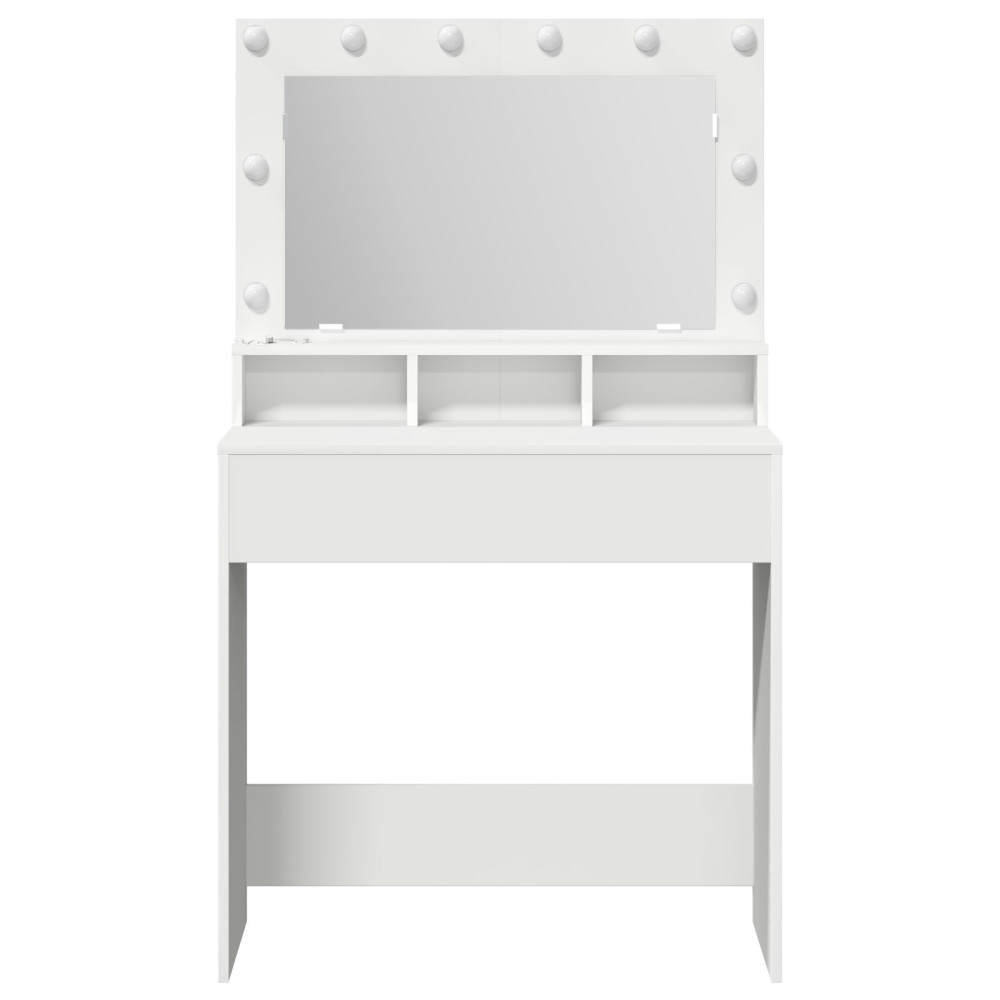 Produktbild för Smyckebord med hylla Vit 78,5 x 41 x 135 cm Konstruerat trä