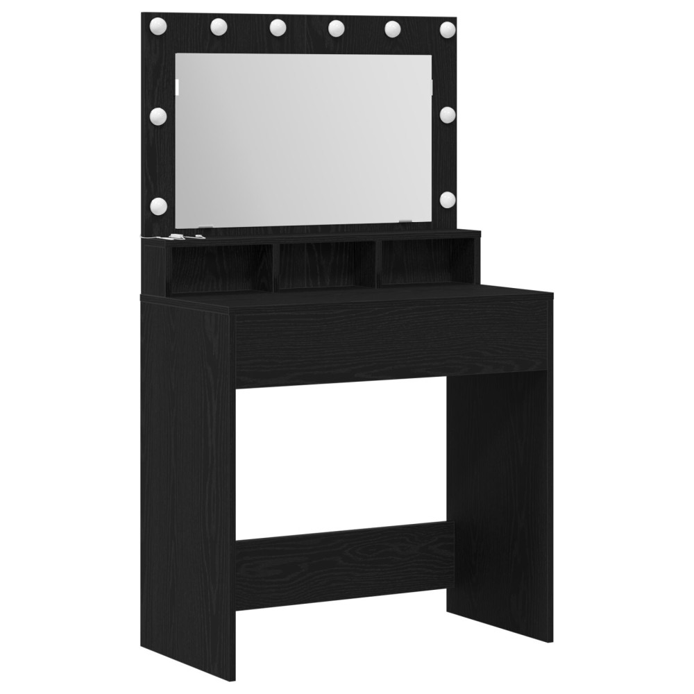 Produktbild för Smyckebord Svart Ek 75,5 x 41 x 135 cm Konstruerat trä