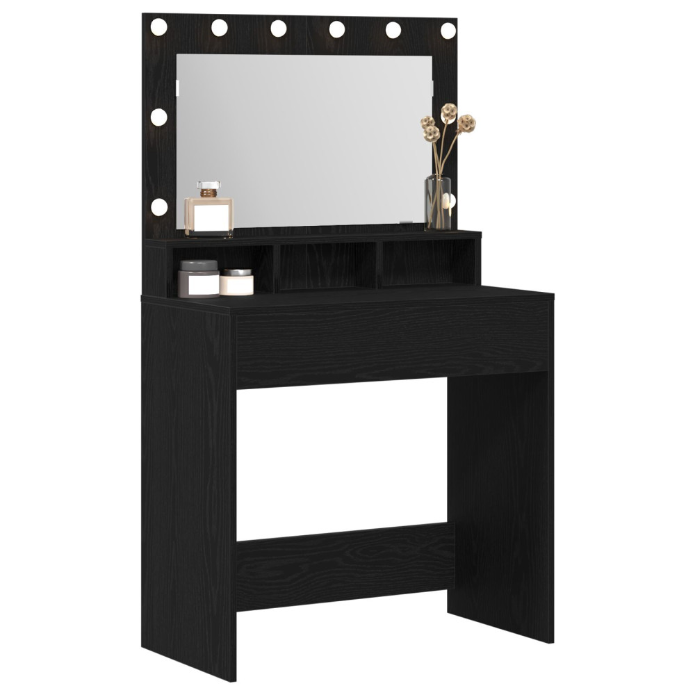 Produktbild för Smyckebord Svart Ek 75,5 x 41 x 135 cm Konstruerat trä