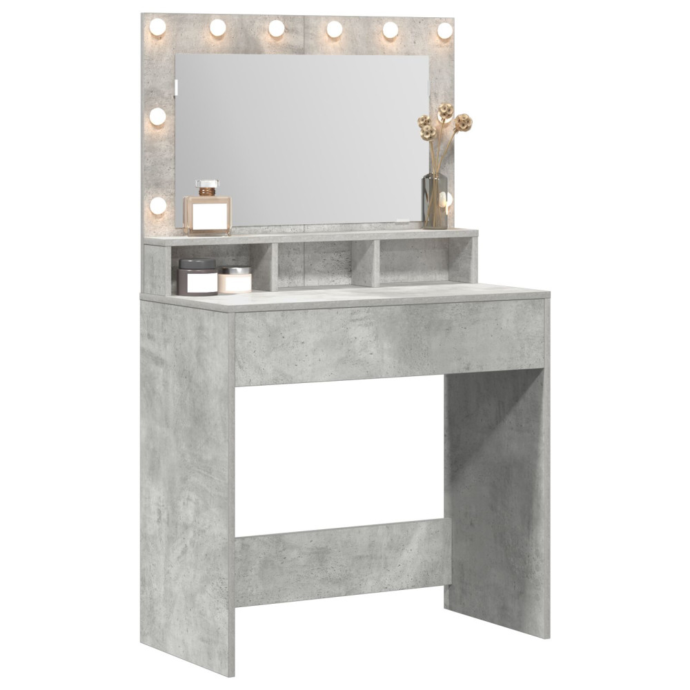 Produktbild för Smyckebord Betonggrå 78,5 x 41 x 135 cm Konstruerat trä
