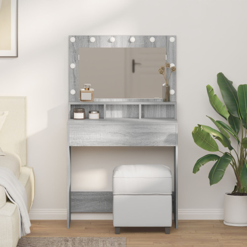 vidaXL Smyckebord Grå Sonoma 78,5 x 41 x 135 cm Konstruerat trä