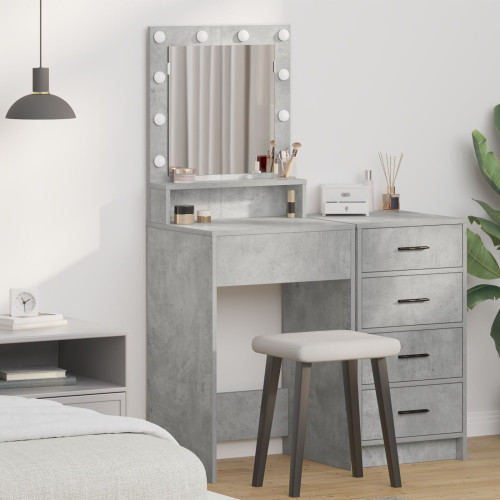 vidaXL Smyckebord med hylla Betonggrå 50 x 41 x 135 cm Konstruerat trä