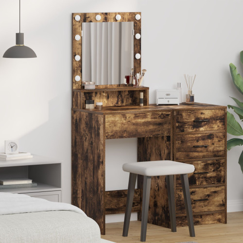 vidaXL Smyckebord med hylla Rökt ek 50 x 41 x 135 cm Konstruerat trä