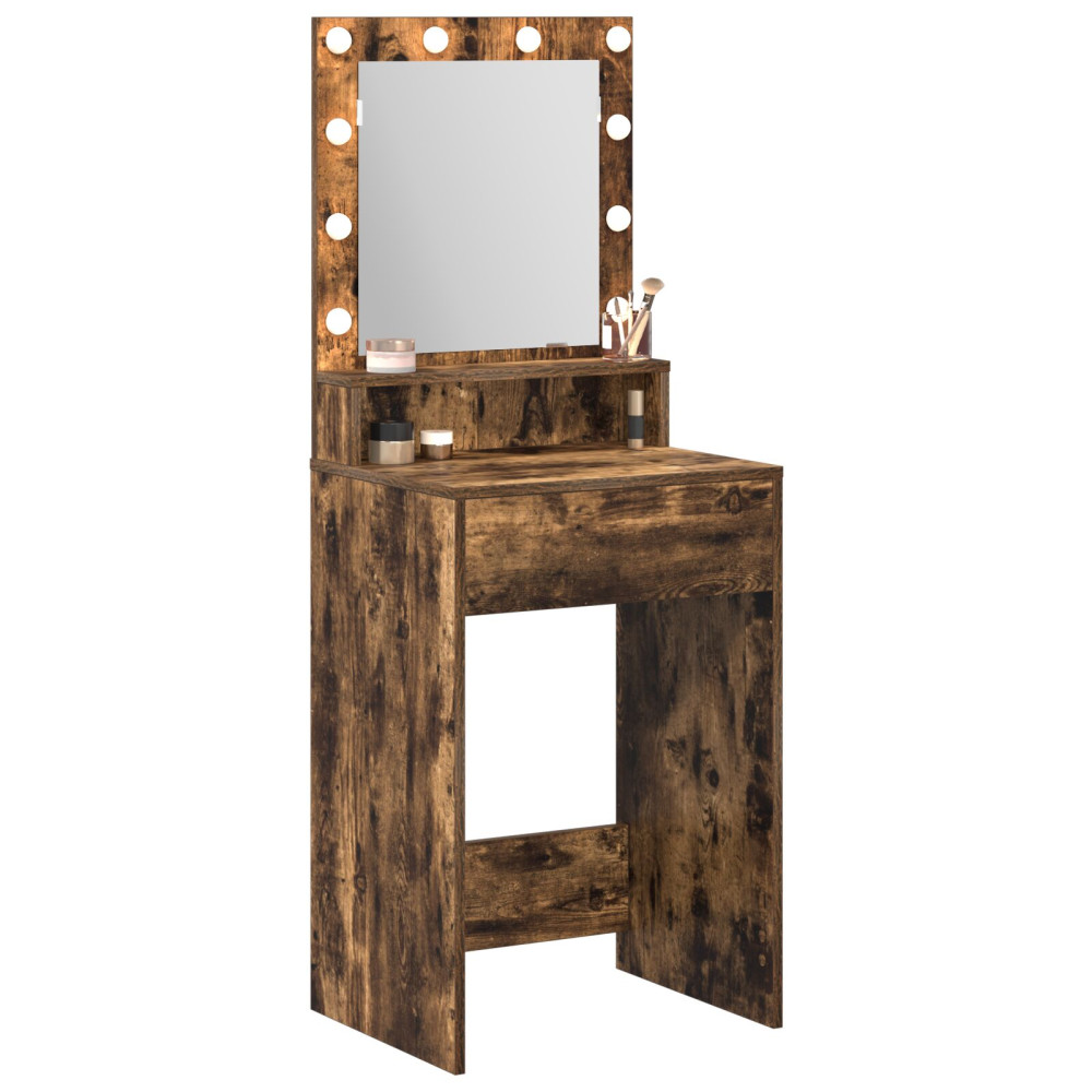 Produktbild för Smyckebord med hylla Rökt ek 50 x 41 x 135 cm Konstruerat trä