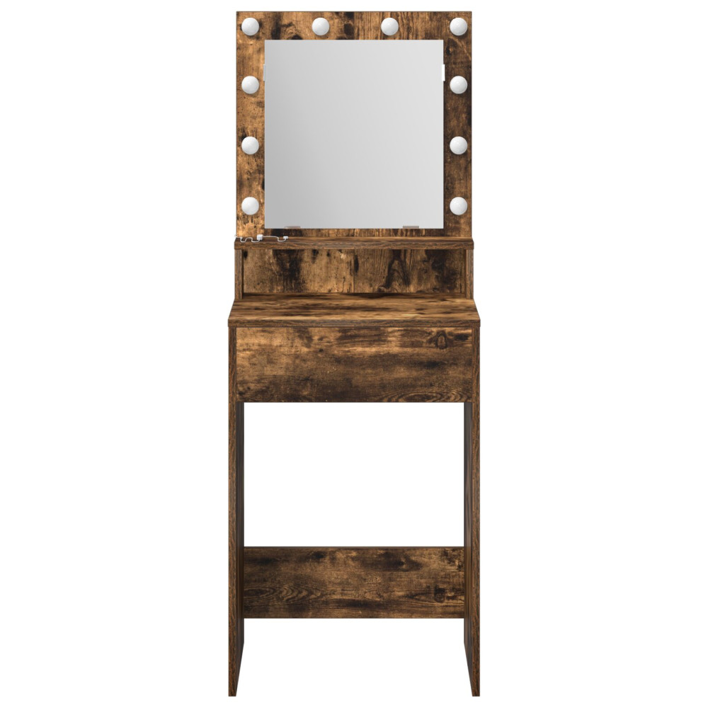 Produktbild för Smyckebord med hylla Rökt ek 50 x 41 x 135 cm Konstruerat trä