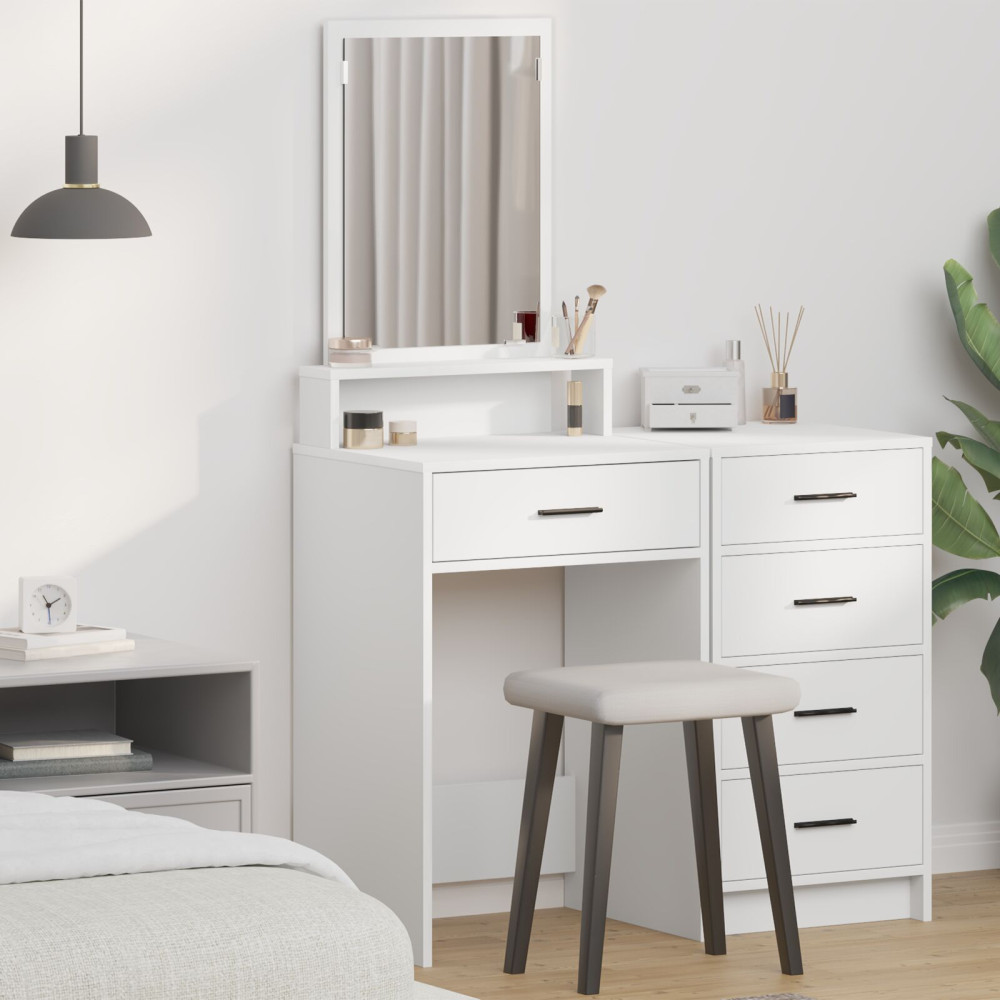 Produktbild för Smyckebord med låda Vit 50 x 41 x 140 cm Konstruerat trä