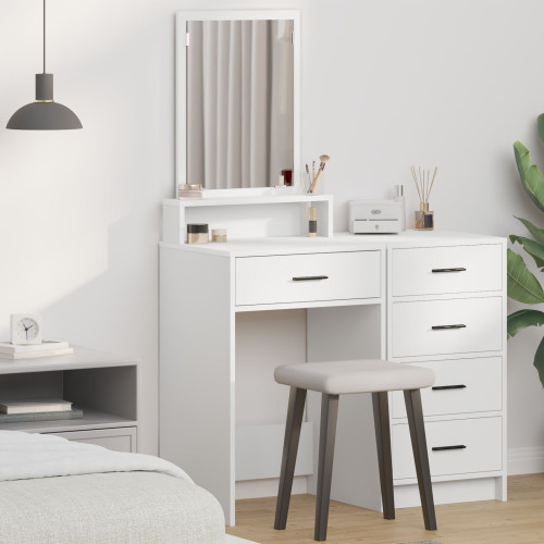 vidaXL Smyckebord med låda Vit 50 x 41 x 140 cm Konstruerat trä