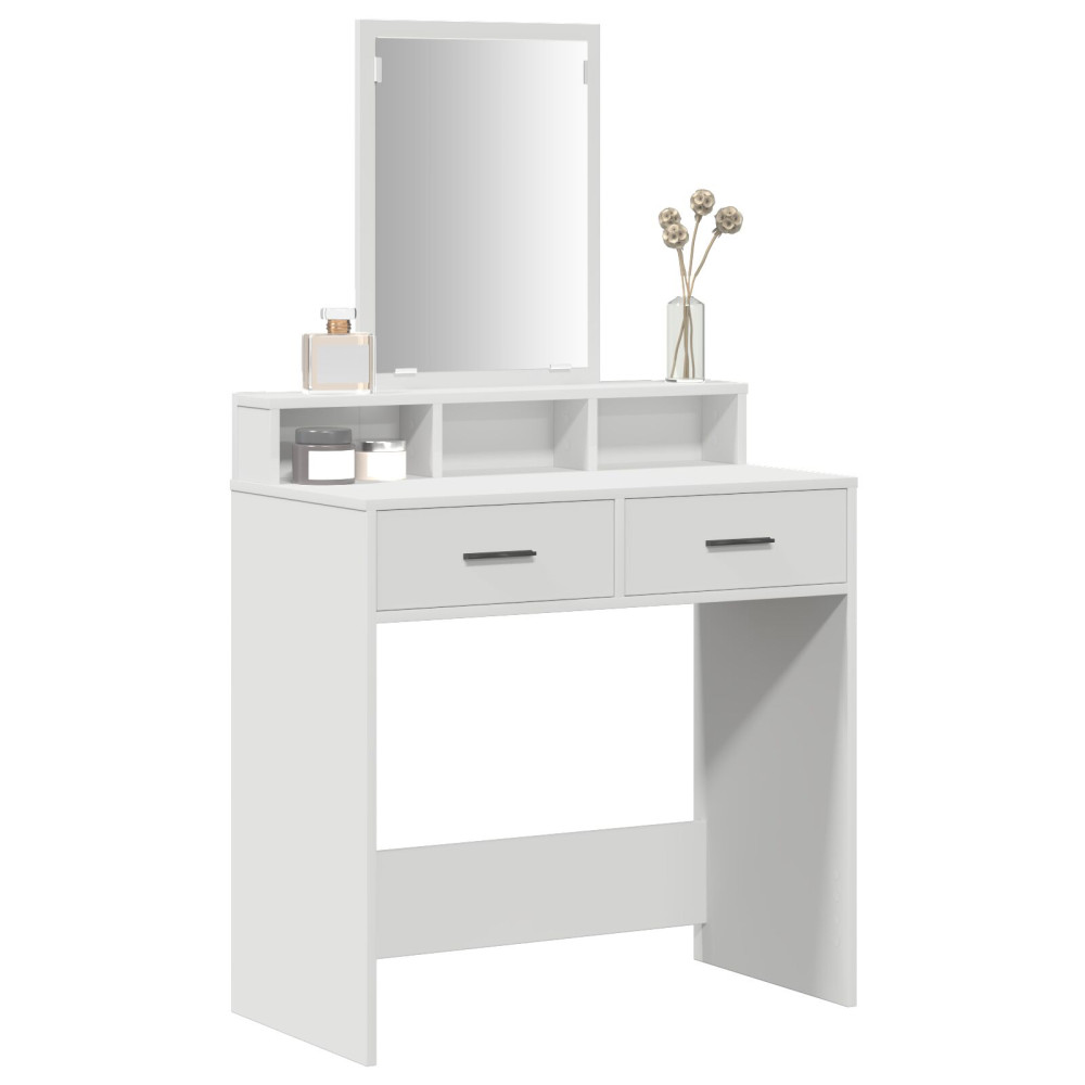 Produktbild för Smyckebord med låda Vit 79 x 41 x 140 cm Konstruerat trä