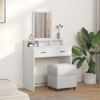 Produktbild för Smyckebord med låda Vit 79 x 41 x 140 cm Konstruerat trä