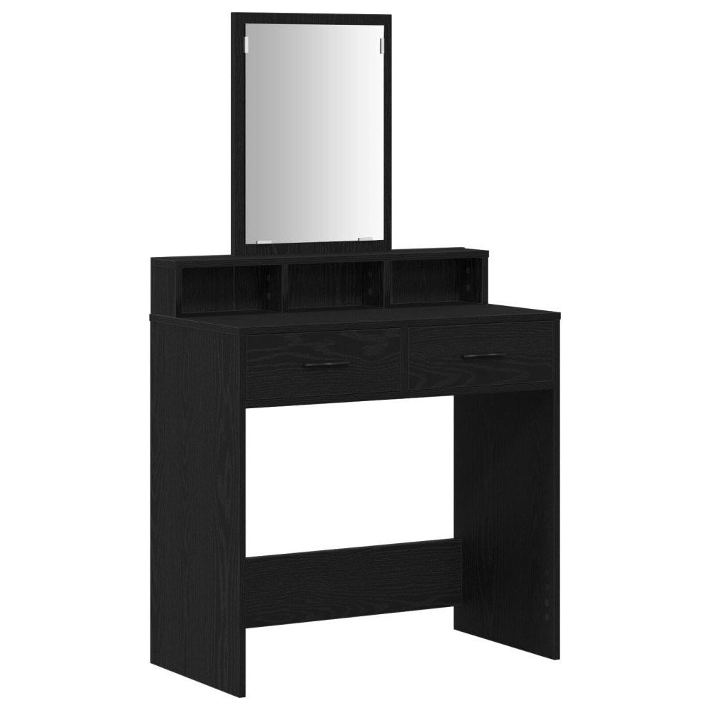 Produktbild för Smyckebord med låda Svart Ek 79 x 41 x 140 cm Konstruerat trä