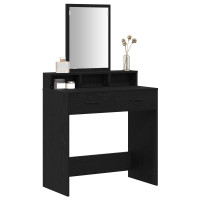 Produktbild för Smyckebord med låda Svart Ek 79 x 41 x 140 cm Konstruerat trä