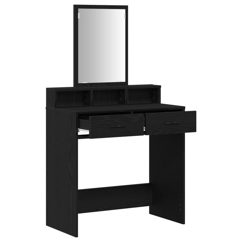 Produktbild för Smyckebord med låda Svart Ek 79 x 41 x 140 cm Konstruerat trä