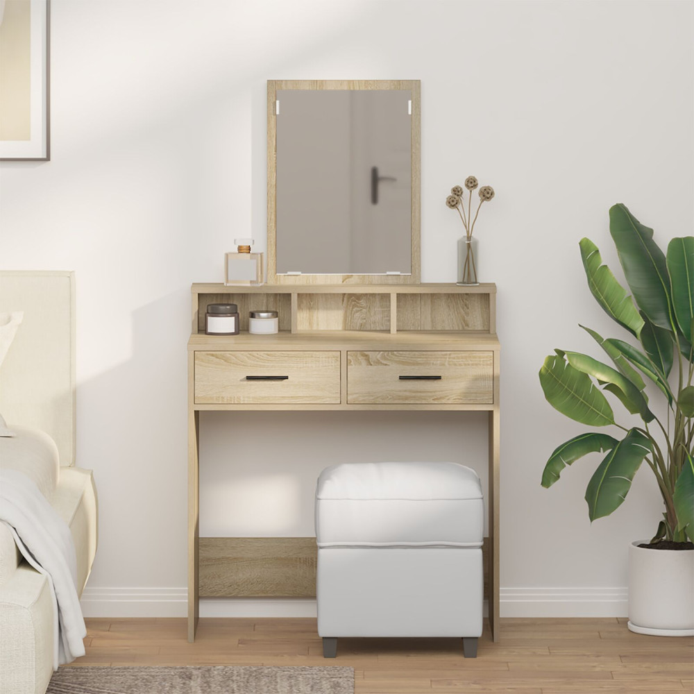 Produktbild för Smyckebord med låda Sonoma-ek 79 x 41 x 140 cm Konstruerat trä