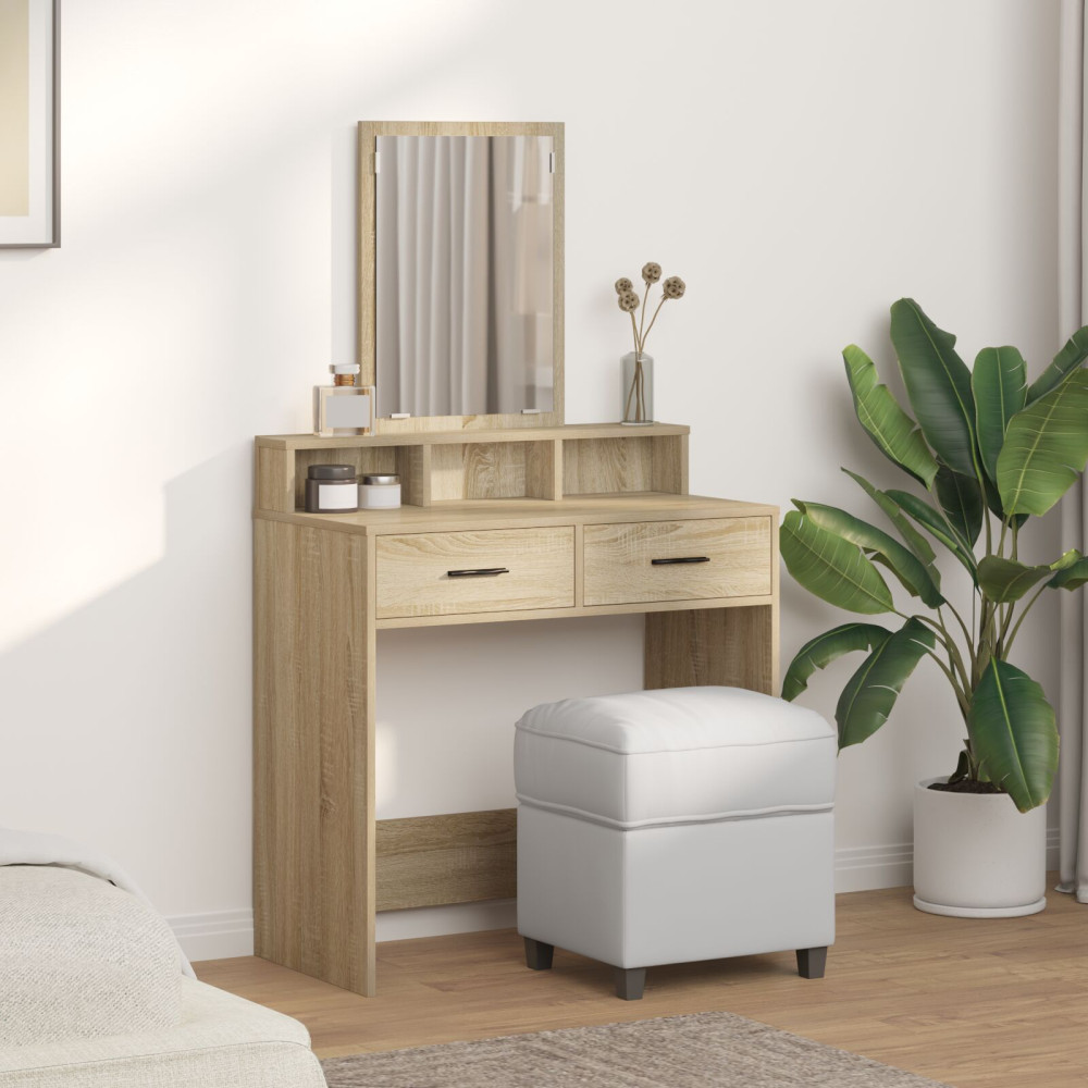 Produktbild för Smyckebord med låda Sonoma-ek 79 x 41 x 140 cm Konstruerat trä