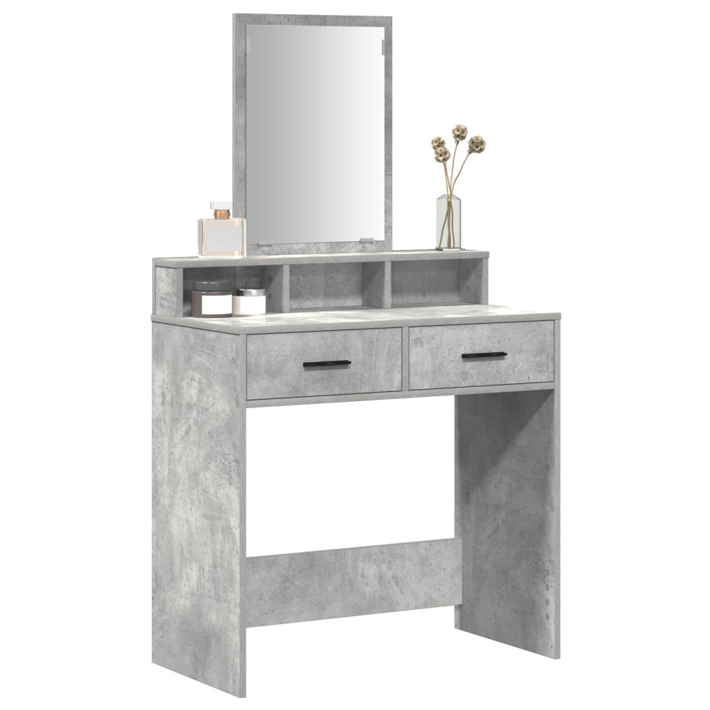 Produktbild för Smyckebord med låda Betonggrå 79 x 41 x 140 cm Konstruerat trä