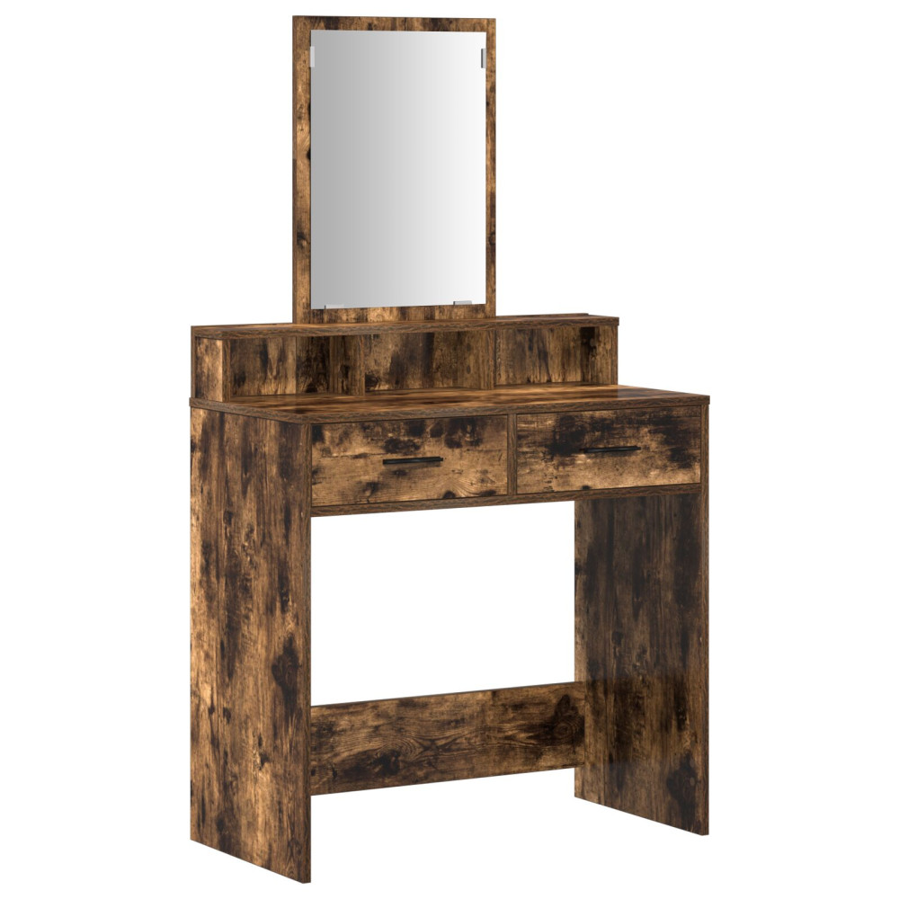 Produktbild för Smyckebord med låda Rökt ek 79 x 41 x 140 cm Konstruerat trä