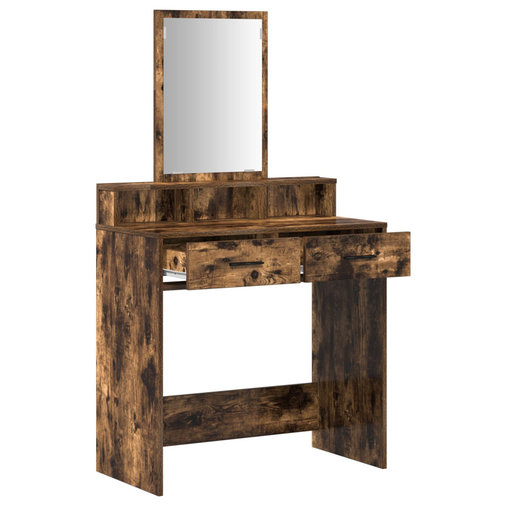 Produktbild för Smyckebord med låda Rökt ek 79 x 41 x 140 cm Konstruerat trä